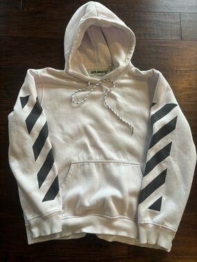 Off-White White Virgil Abloh Striped Men’s Hoodie (Size Large)
